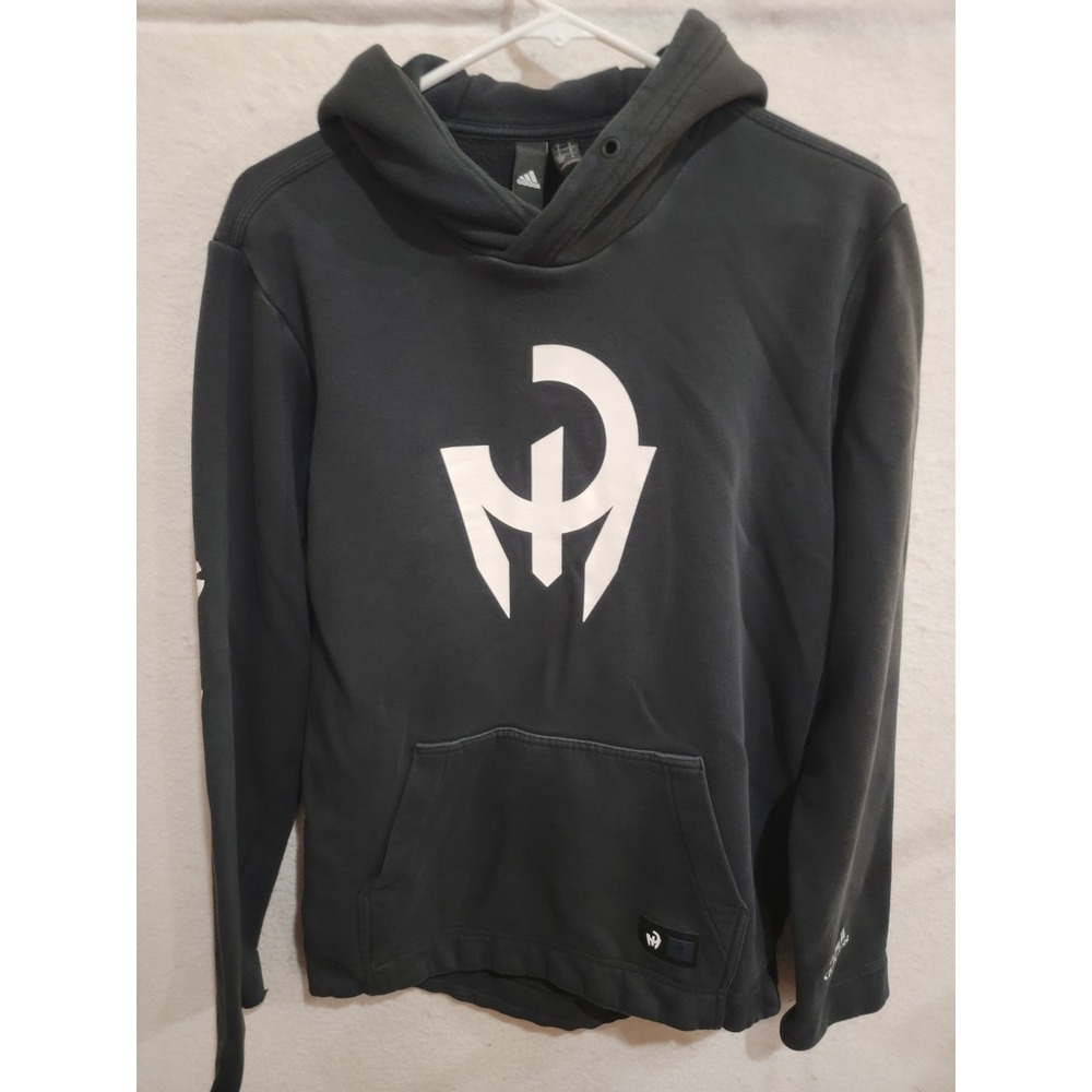 adidas Patrick Mahomes PM Logo Hoodie Men's Small Black HF4612 Distressed‎ AS-IS